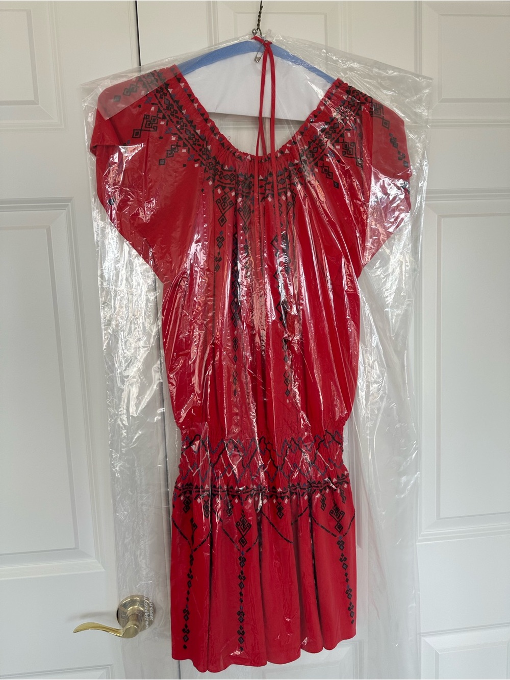 Parker Red Mini Dress with Black Embroidery